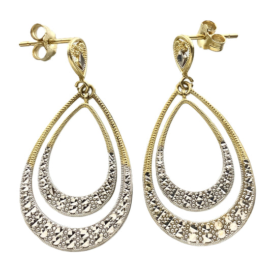 10K Yellow Gold Diamond Cut Finish Push Back Closure Earrings AU352