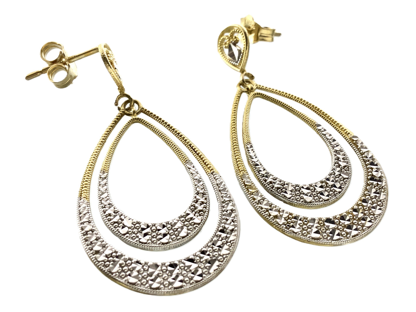 10K Yellow Gold Diamond Cut Finish Push Back Closure Earrings AU352