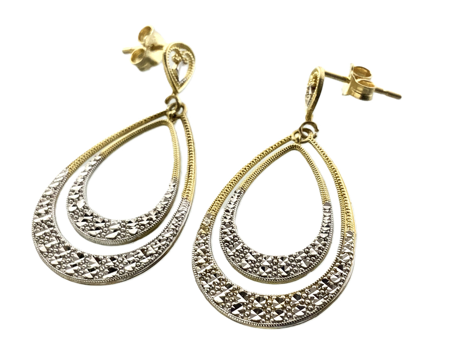 10K Yellow Gold Diamond Cut Finish Push Back Closure Earrings AU352