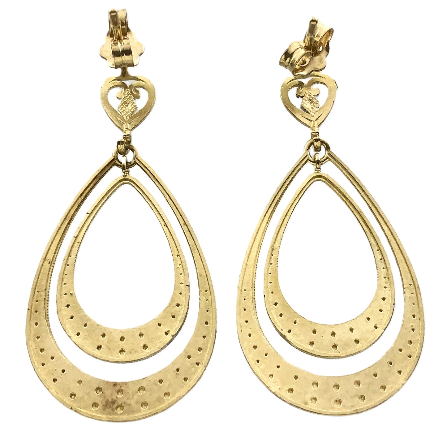 10K Yellow Gold Diamond Cut Finish Push Back Closure Earrings AU352