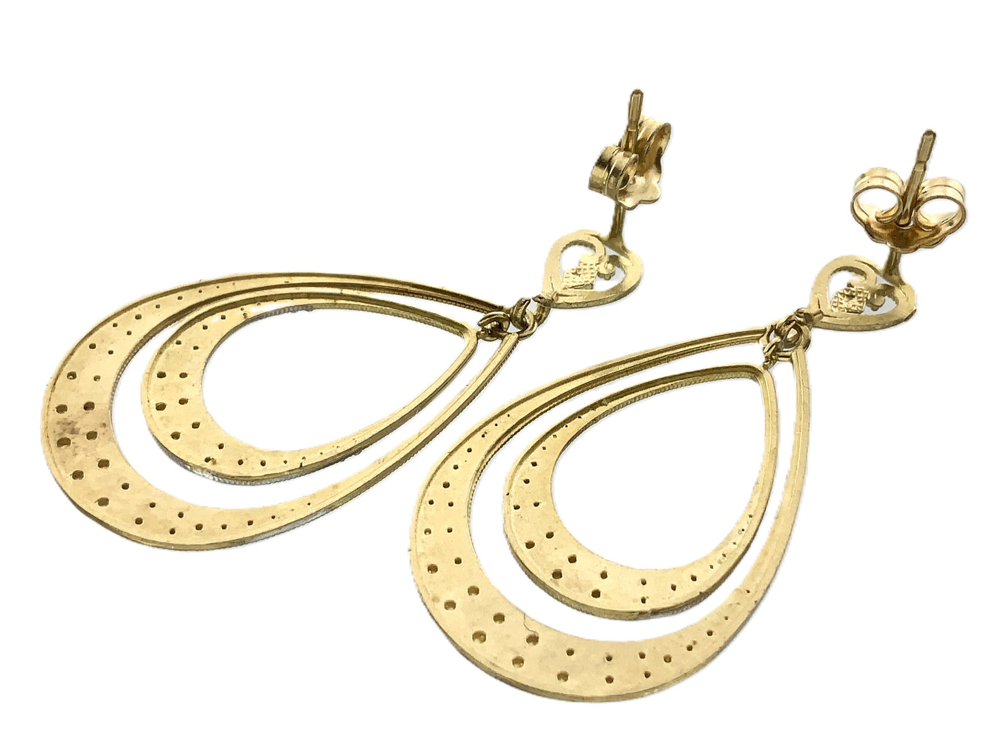 10K Yellow Gold Diamond Cut Finish Push Back Closure Earrings AU352