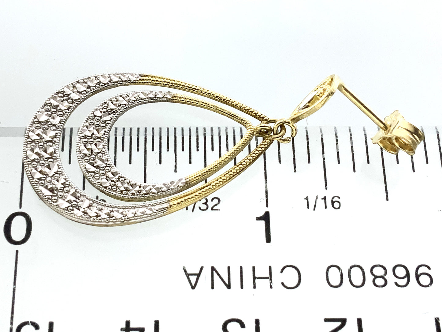 10K Yellow Gold Diamond Cut Finish Push Back Closure Earrings AU352