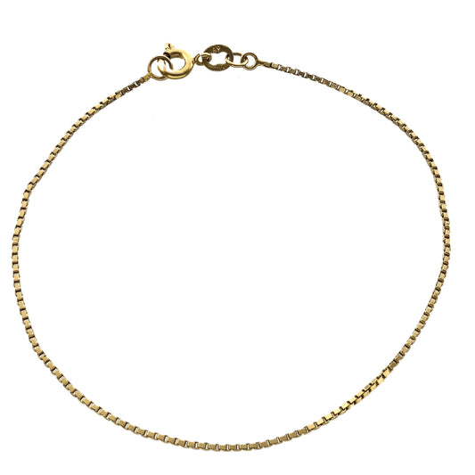 10K Yellow Gold Box Chain 19 in x 1 mm Bracelet AU354