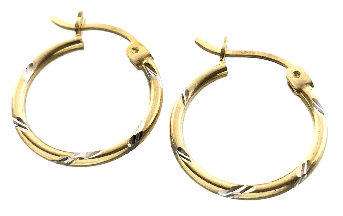 10K Yellow Gold Diamond Cut Hoop Earrings AU355