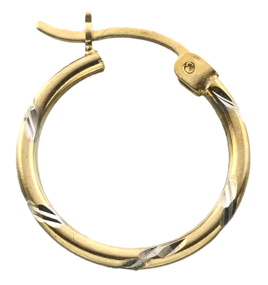 10K Yellow Gold Diamond Cut Hoop Earrings AU355