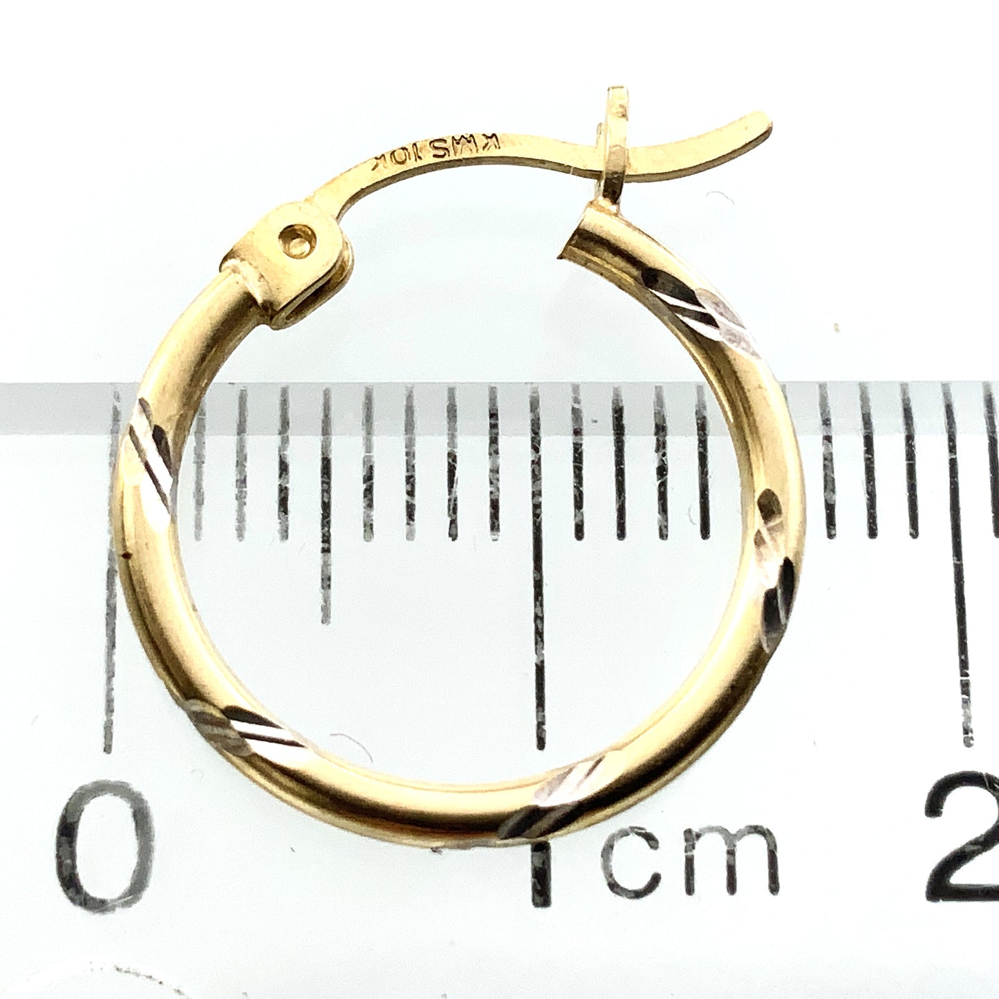 10K Yellow Gold Diamond Cut Hoop Earrings AU355