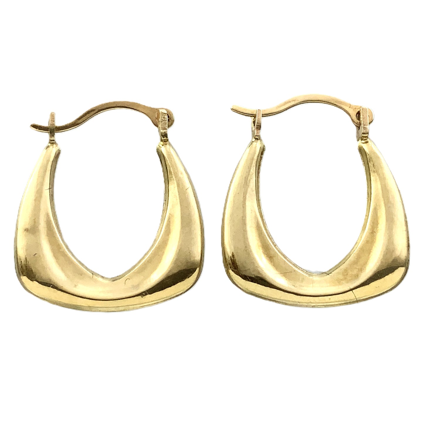 10K Yellow Gold Chunky Hollow U-Shaped Hoop Earrings AU356