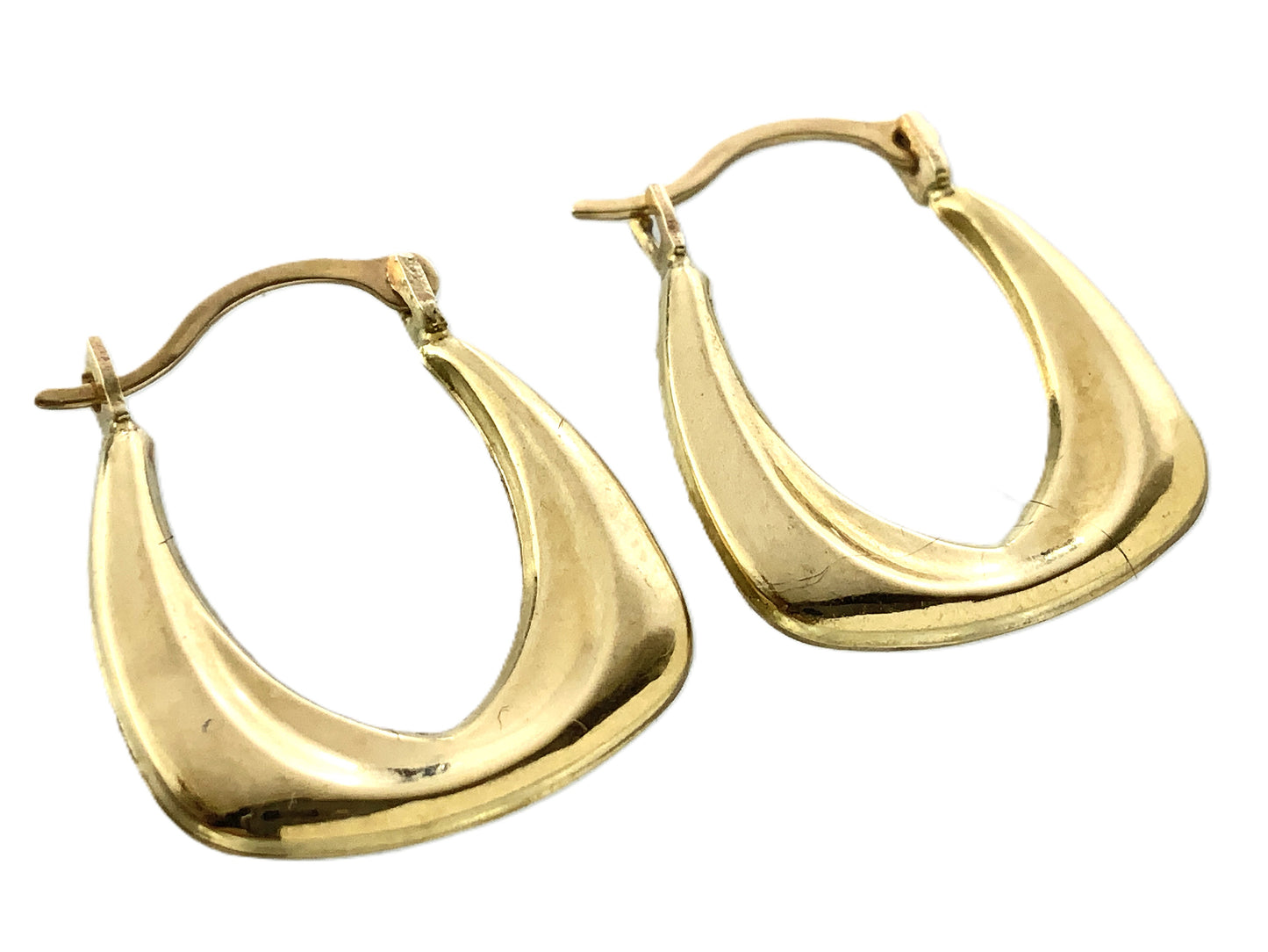 10K Yellow Gold Chunky Hollow U-Shaped Hoop Earrings AU356