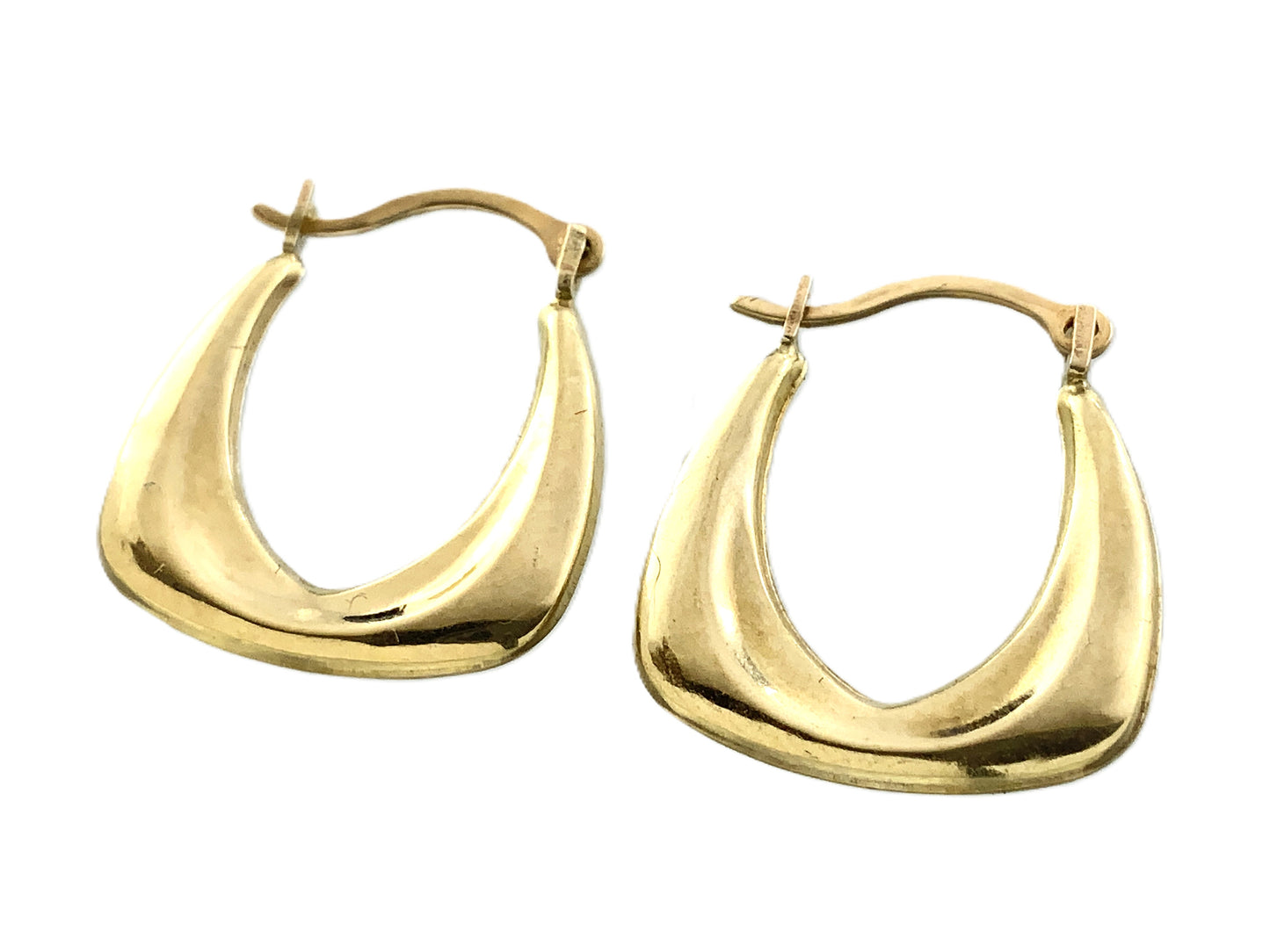 10K Yellow Gold Chunky Hollow U-Shaped Hoop Earrings AU356