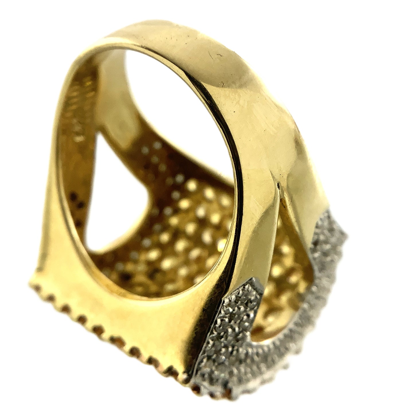 14K Yellow Gold Cocktail Ring with Pavé-Set Yellow Sapphire and Diamonds Size 5.85 AU358