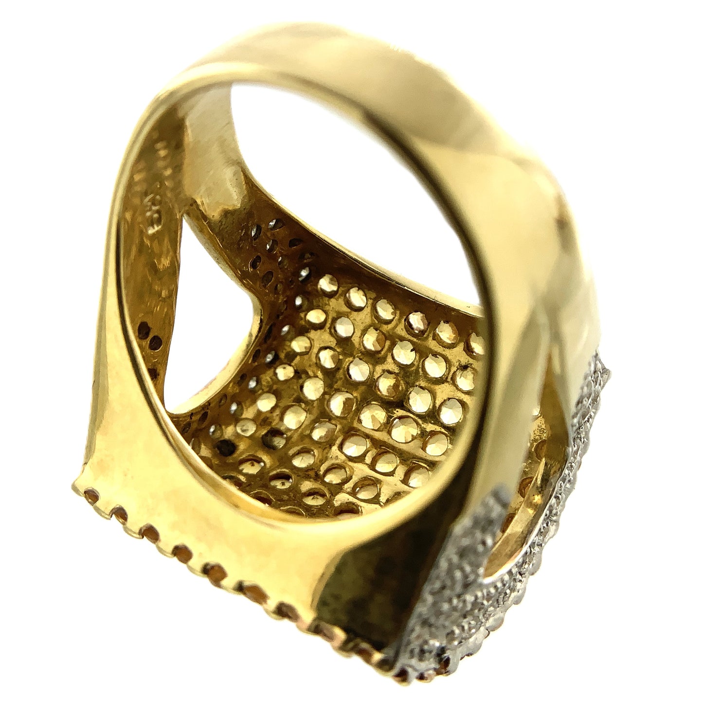 14K Yellow Gold Cocktail Ring with Pavé-Set Yellow Sapphire and Diamonds Size 5.85 AU358