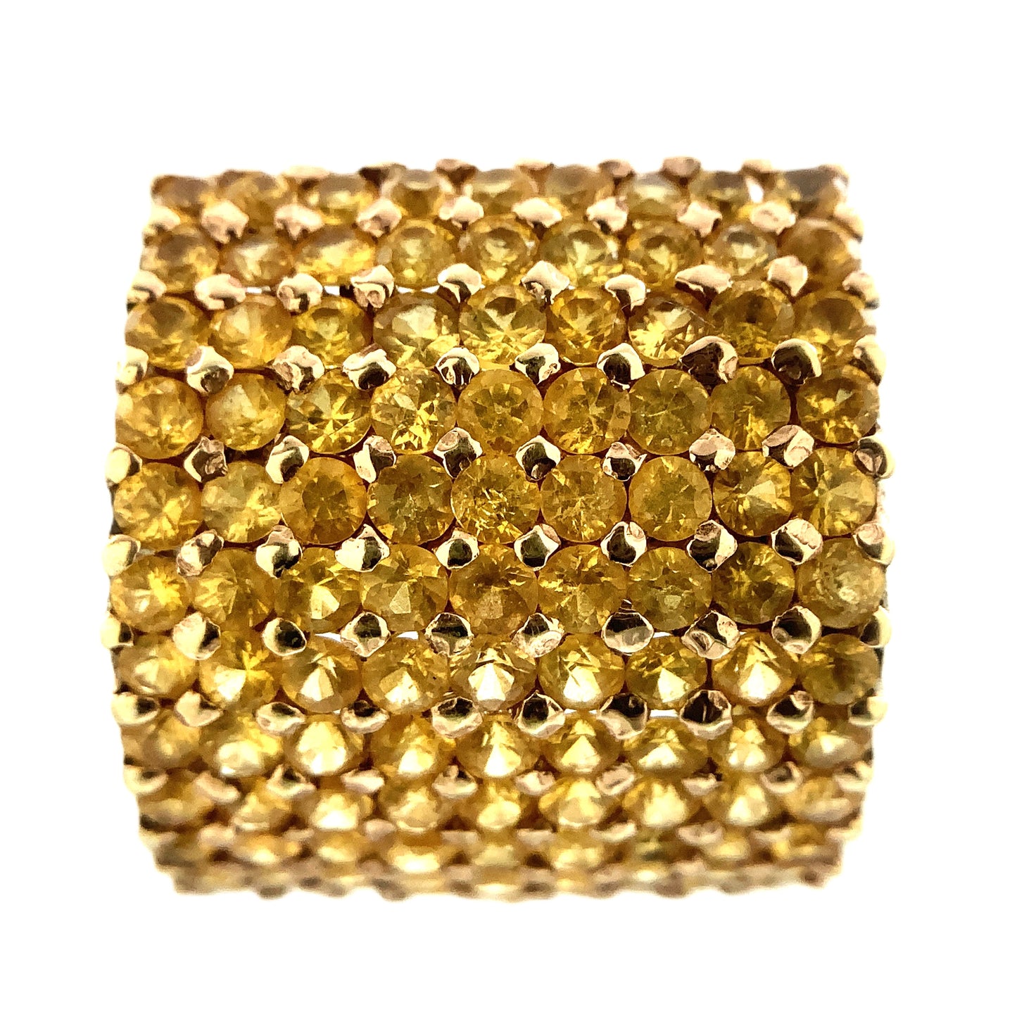 14K Yellow Gold Cocktail Ring with Pavé-Set Yellow Sapphire and Diamonds Size 5.85 AU358