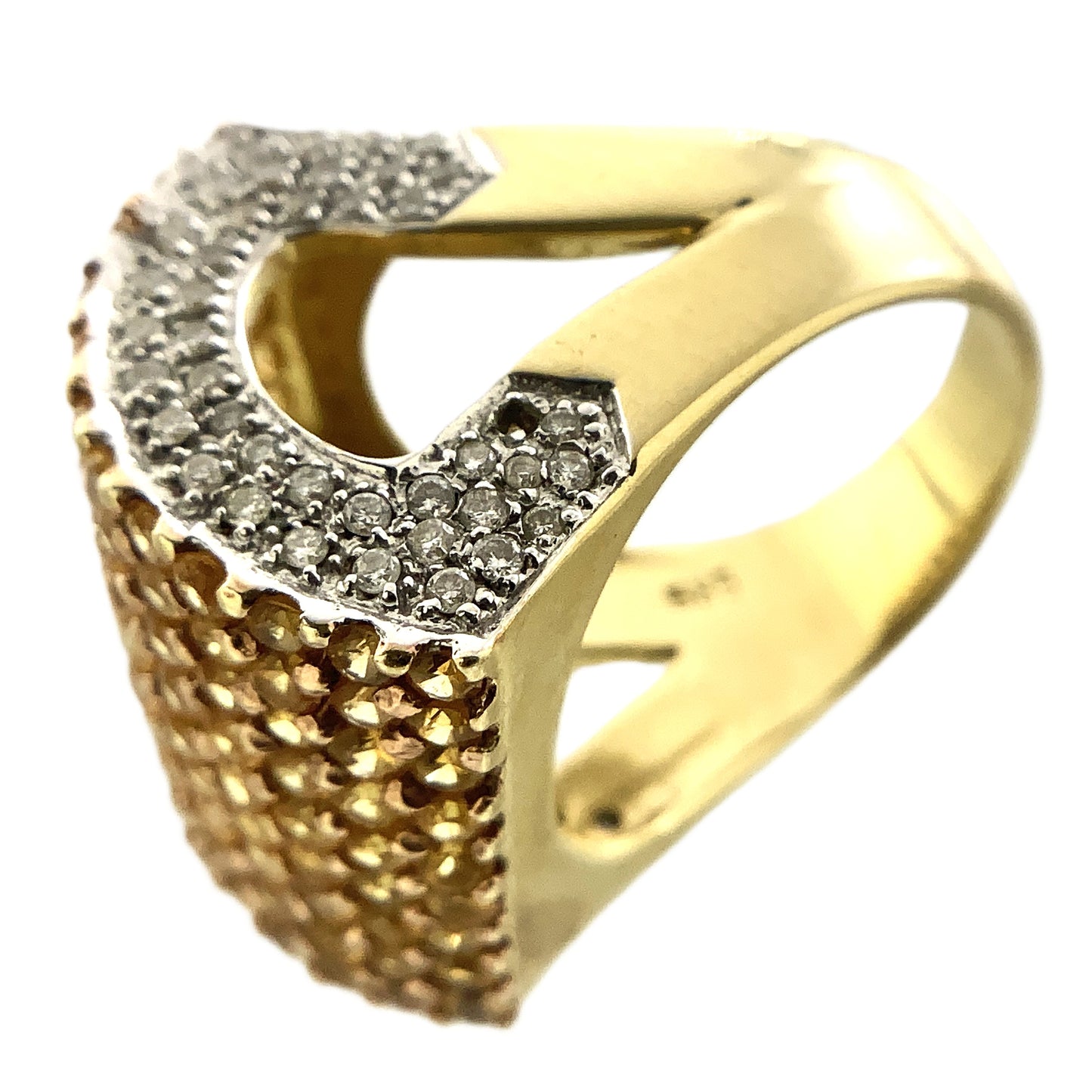 14K Yellow Gold Cocktail Ring with Pavé-Set Yellow Sapphire and Diamonds Size 5.85 AU358