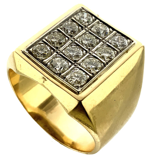 14K Yellow Gold with 12 Diamonds Ring 1.8 Total Carats Size 11.5 AU359