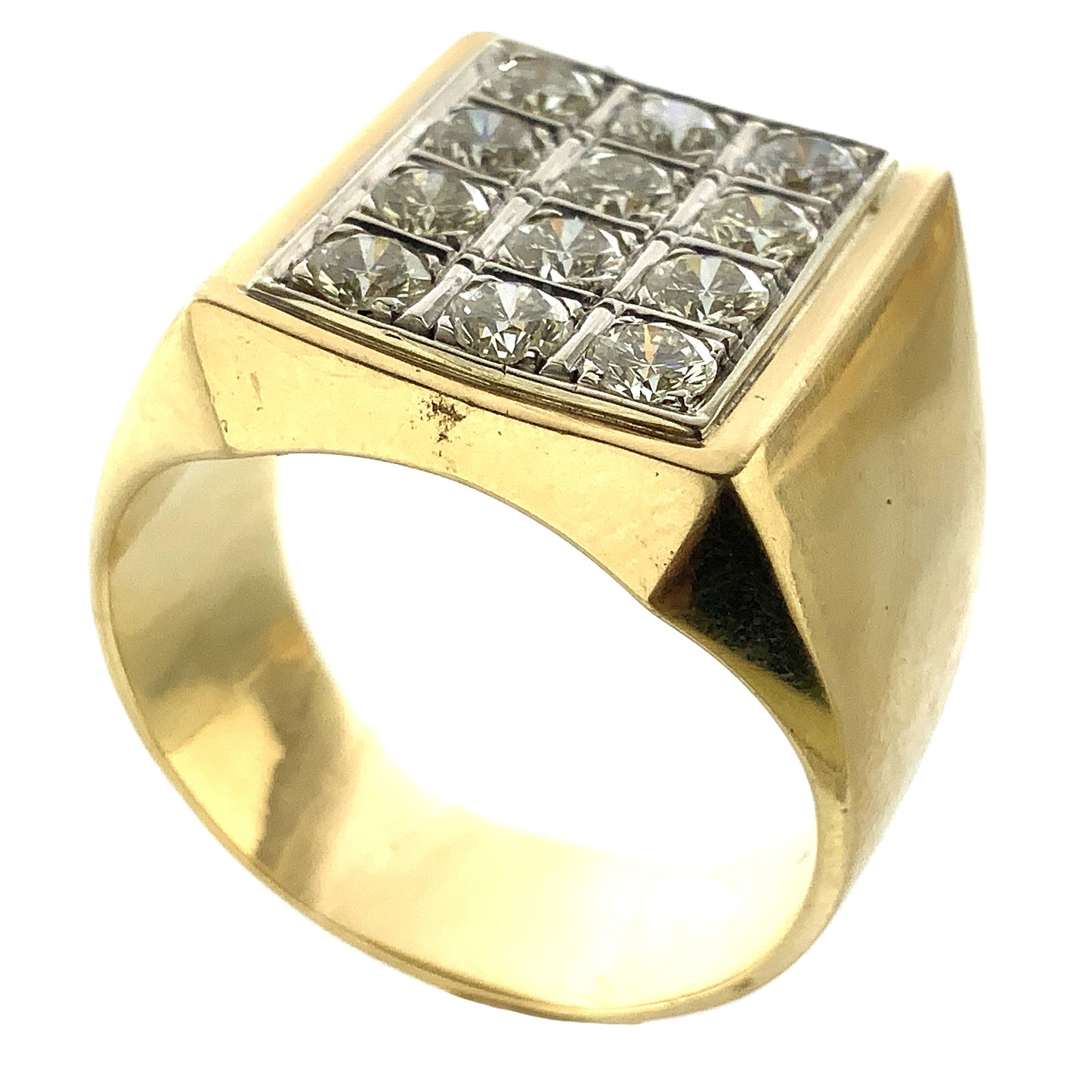 14K Yellow Gold with 12 Diamonds Ring 1.8 Total Carats Size 11.5 AU359