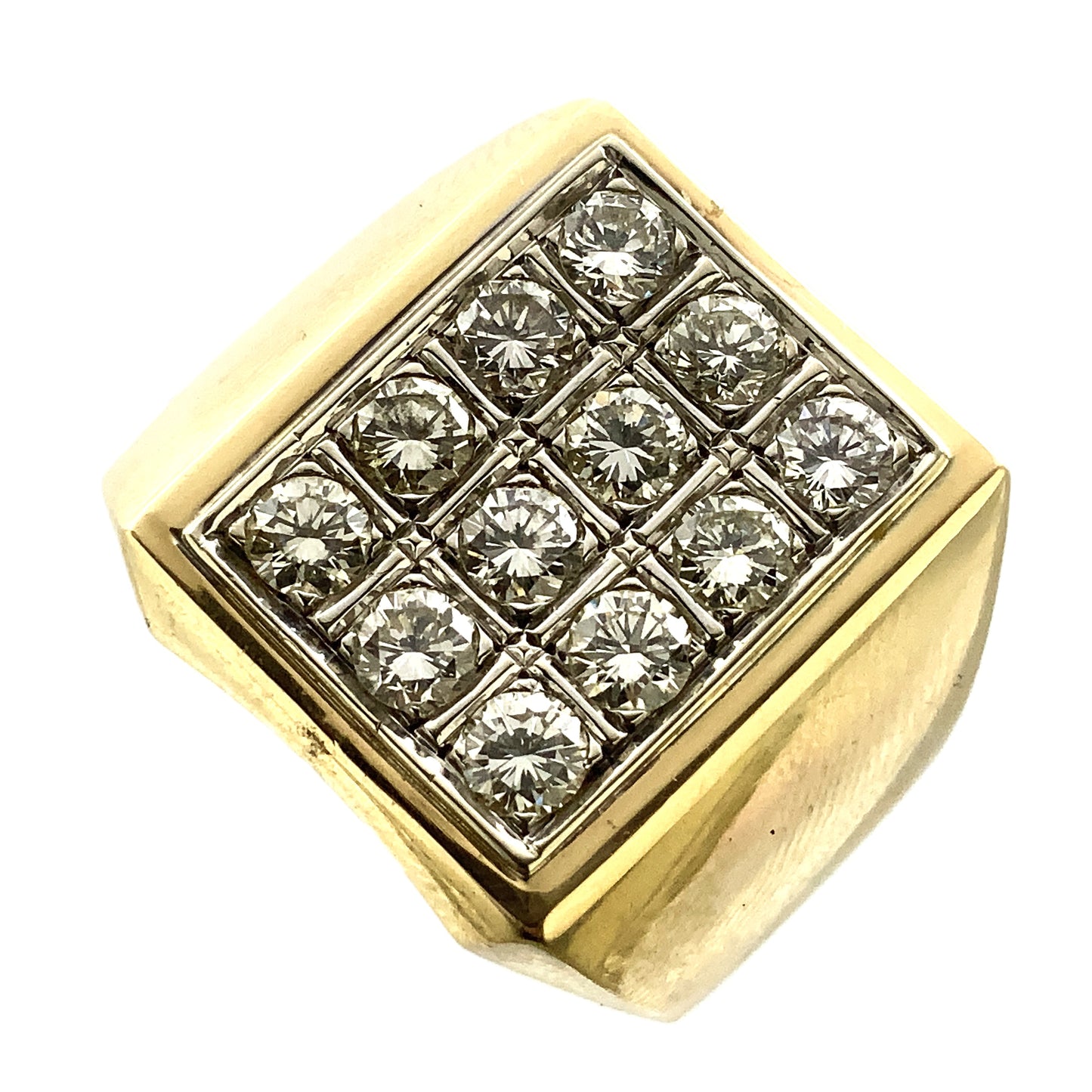 14K Yellow Gold with 12 Diamonds Ring 1.8 Total Carats Size 11.5 AU359