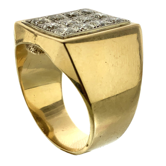 14K Yellow Gold with 12 Diamonds Ring 1.8 Total Carats Size 11.5 AU359