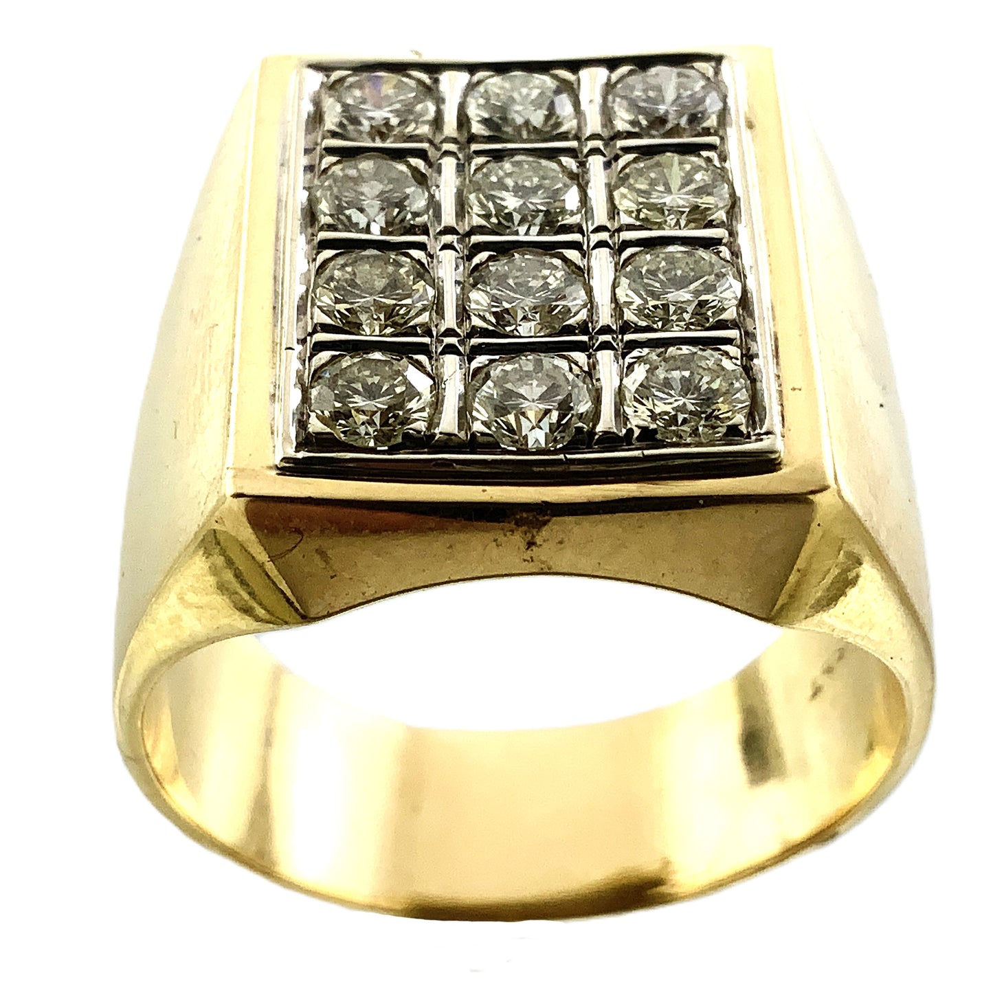 14K Yellow Gold with 12 Diamonds Ring 1.8 Total Carats Size 11.5 AU359