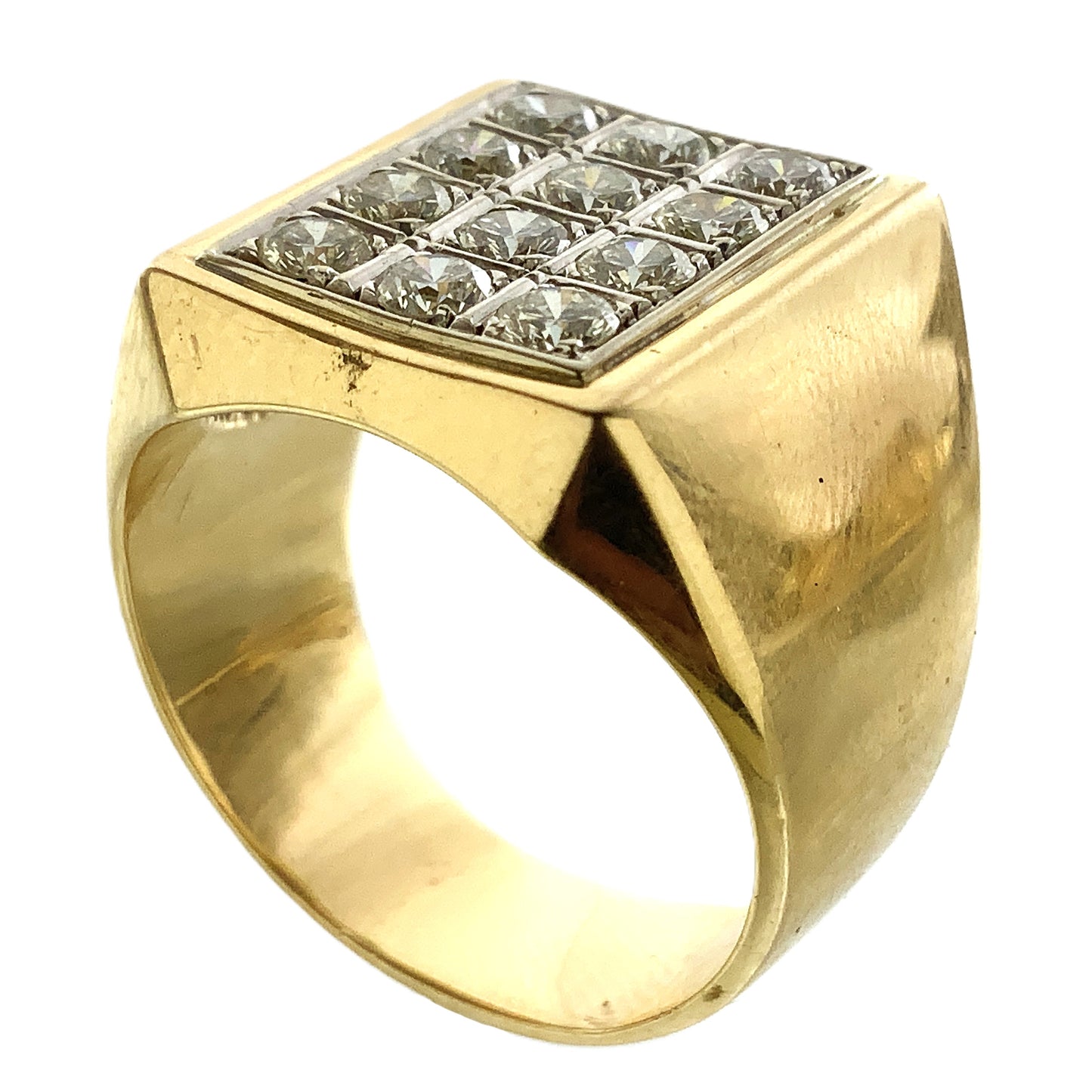 14K Yellow Gold with 12 Diamonds Ring 1.8 Total Carats Size 11.5 AU359