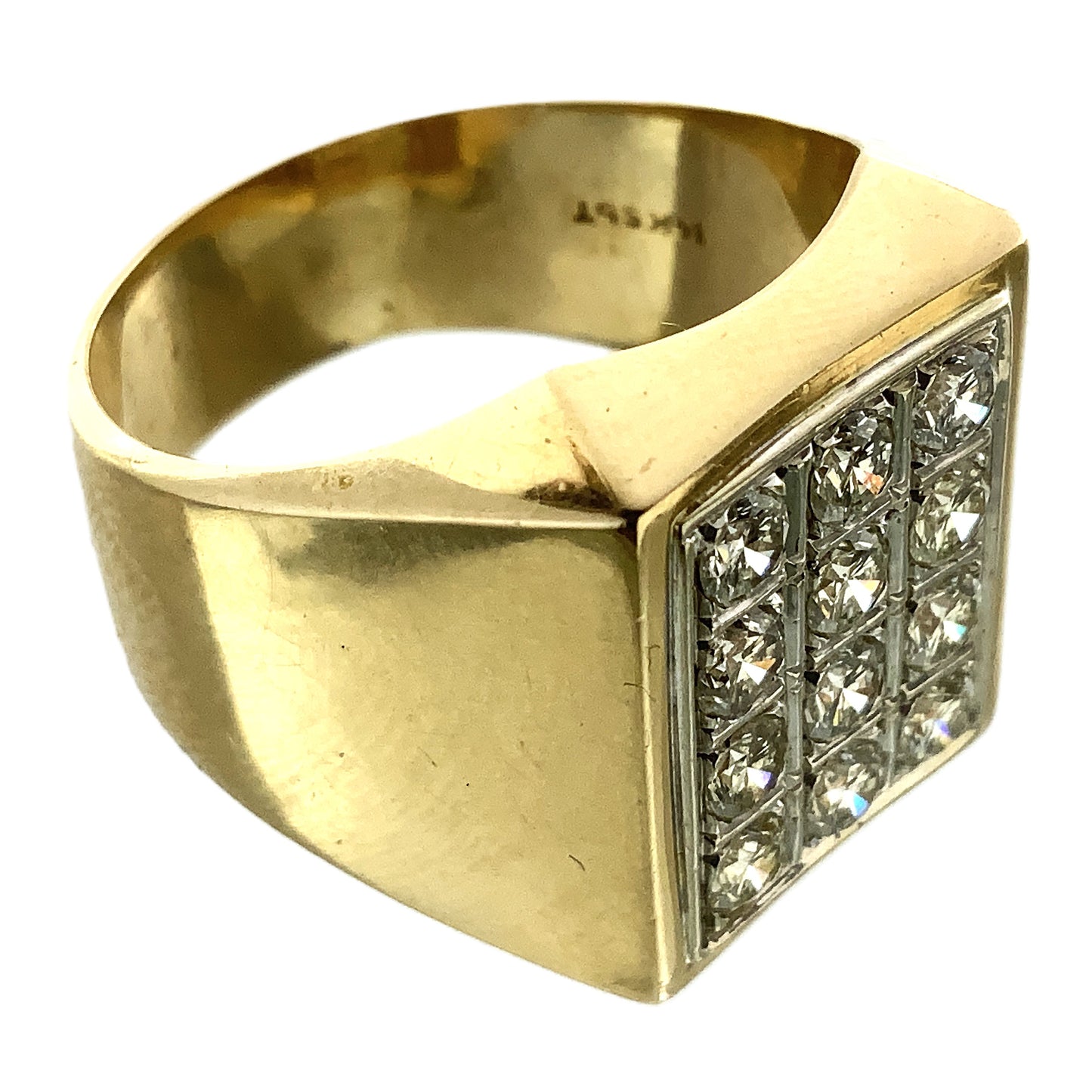 14K Yellow Gold with 12 Diamonds Ring 1.8 Total Carats Size 11.5 AU359