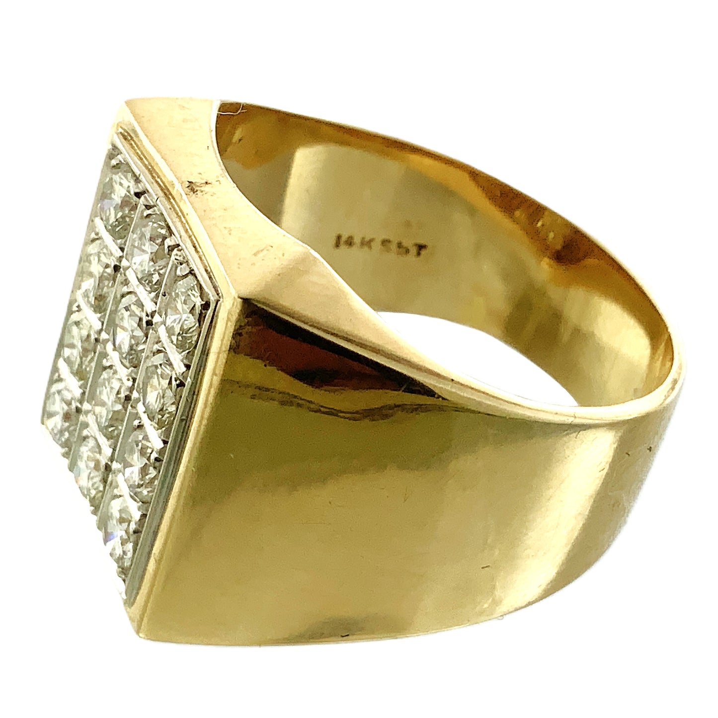 14K Yellow Gold with 12 Diamonds Ring 1.8 Total Carats Size 11.5 AU359