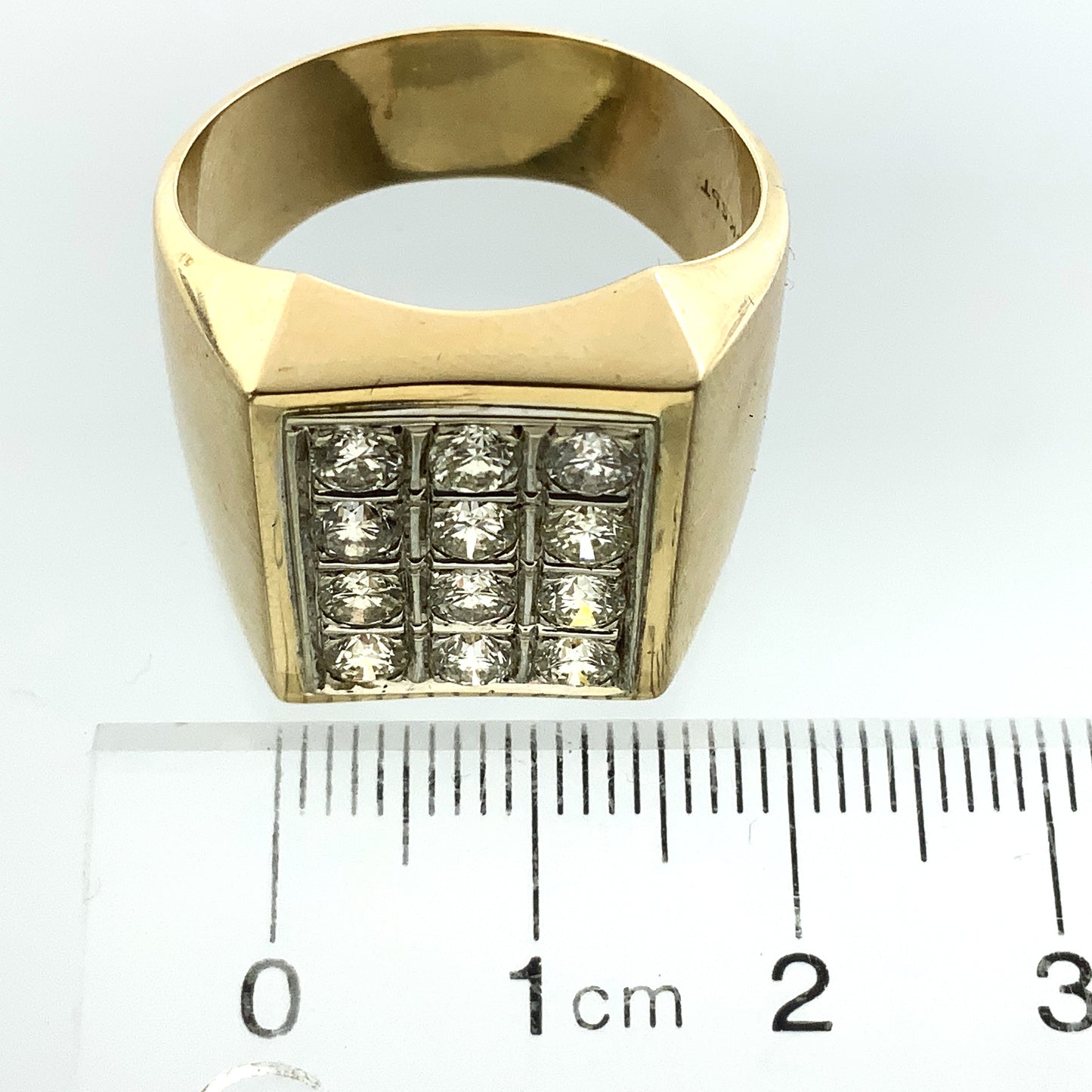 14K Yellow Gold with 12 Diamonds Ring 1.8 Total Carats Size 11.5 AU359