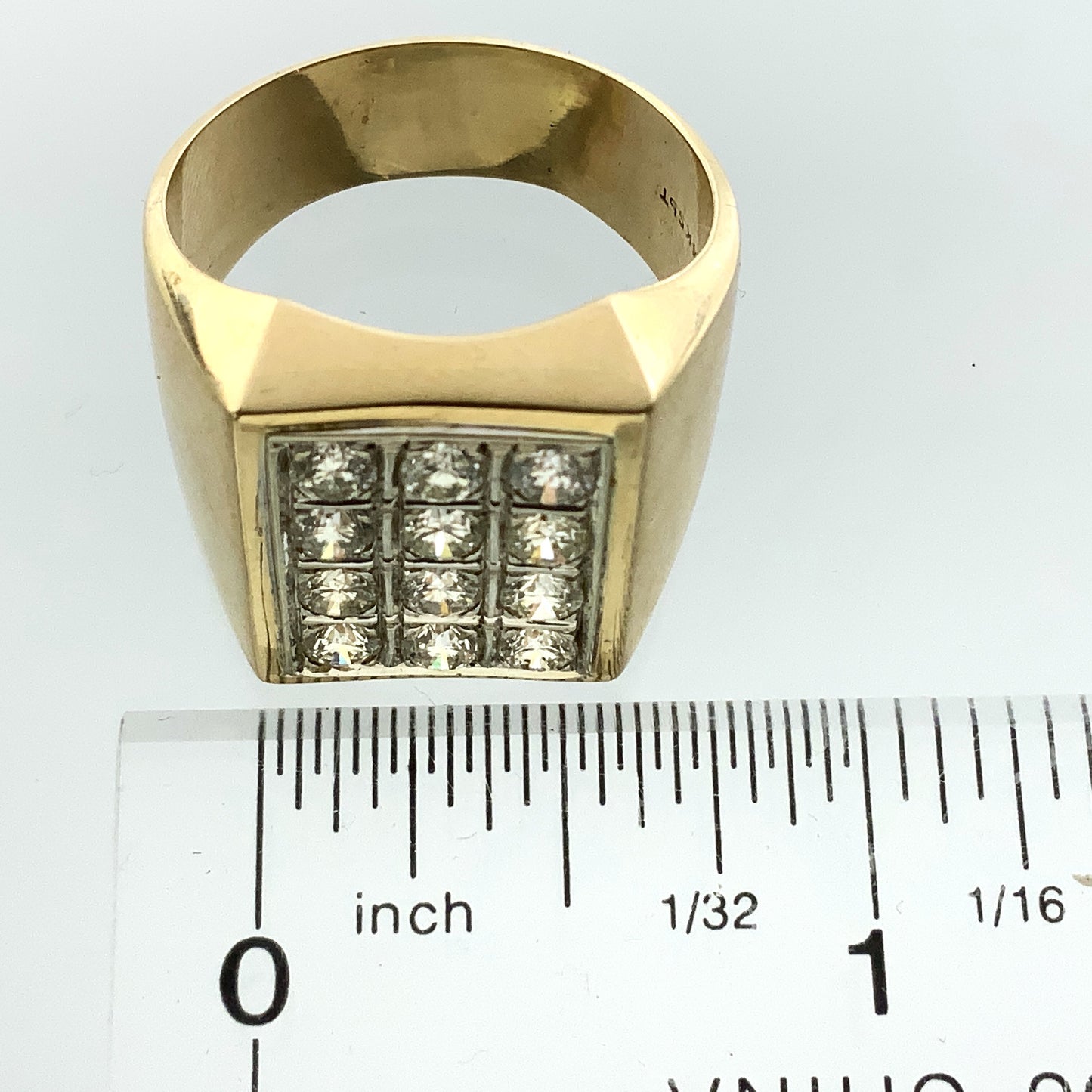 14K Yellow Gold with 12 Diamonds Ring 1.8 Total Carats Size 11.5 AU359