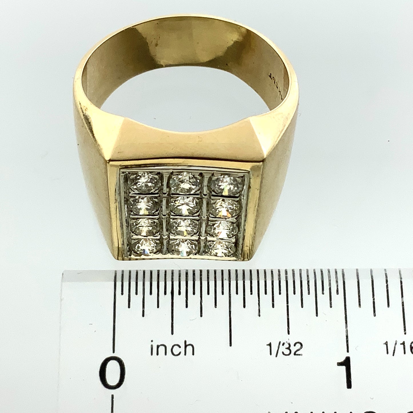 14K Yellow Gold with 12 Diamonds Ring 1.8 Total Carats Size 11.5 AU359