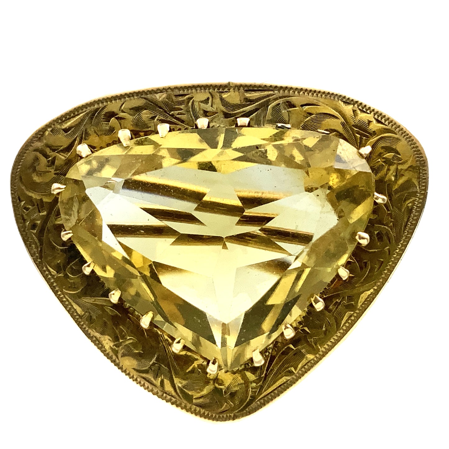 14K Yellow Gold Natural Heart Shape Yelleo Citrine Solitaire Pin Brooch AU380
