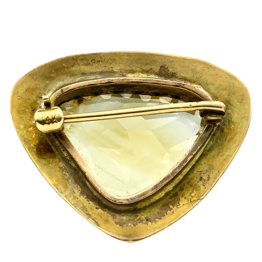 14K Yellow Gold Natural Heart Shape Yelleo Citrine Solitaire Pin Brooch AU380