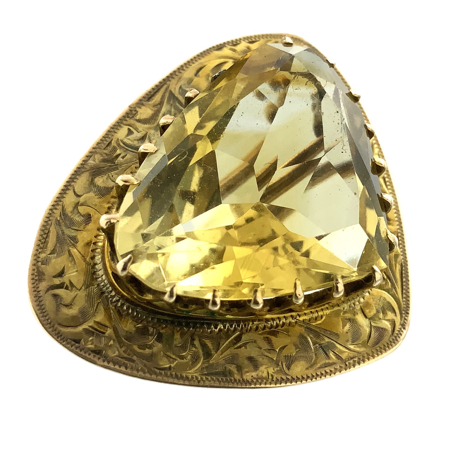 14K Yellow Gold Natural Heart Shape Yelleo Citrine Solitaire Pin Brooch AU380