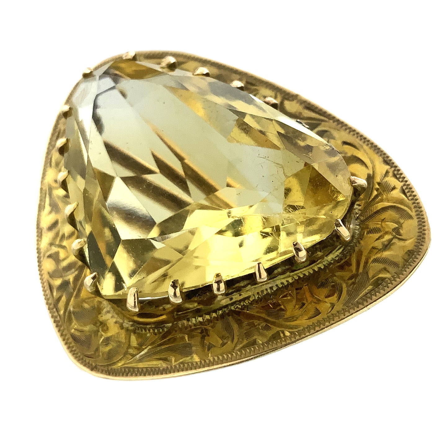 14K Yellow Gold Natural Heart Shape Yelleo Citrine Solitaire Pin Brooch AU380