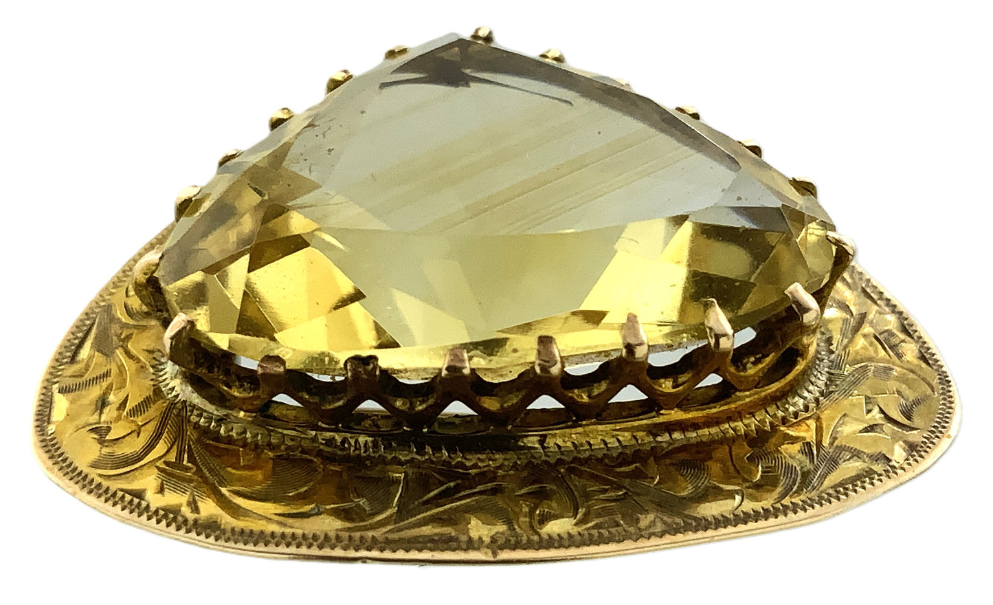 14K Yellow Gold Natural Heart Shape Yelleo Citrine Solitaire Pin Brooch AU380