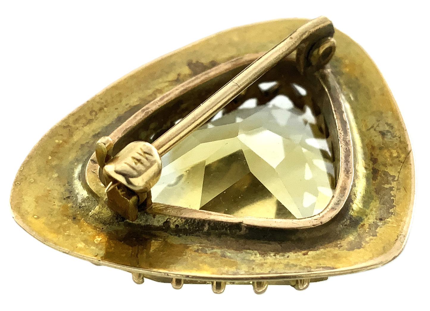 14K Yellow Gold Natural Heart Shape Yelleo Citrine Solitaire Pin Brooch AU380