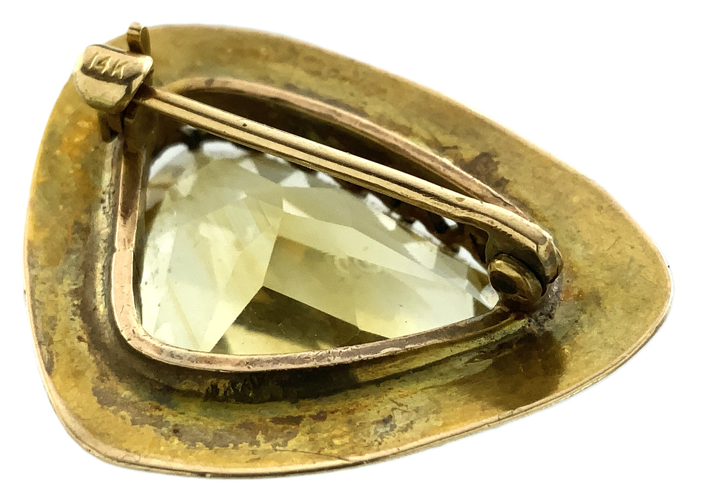 14K Yellow Gold Natural Heart Shape Yelleo Citrine Solitaire Pin Brooch AU380