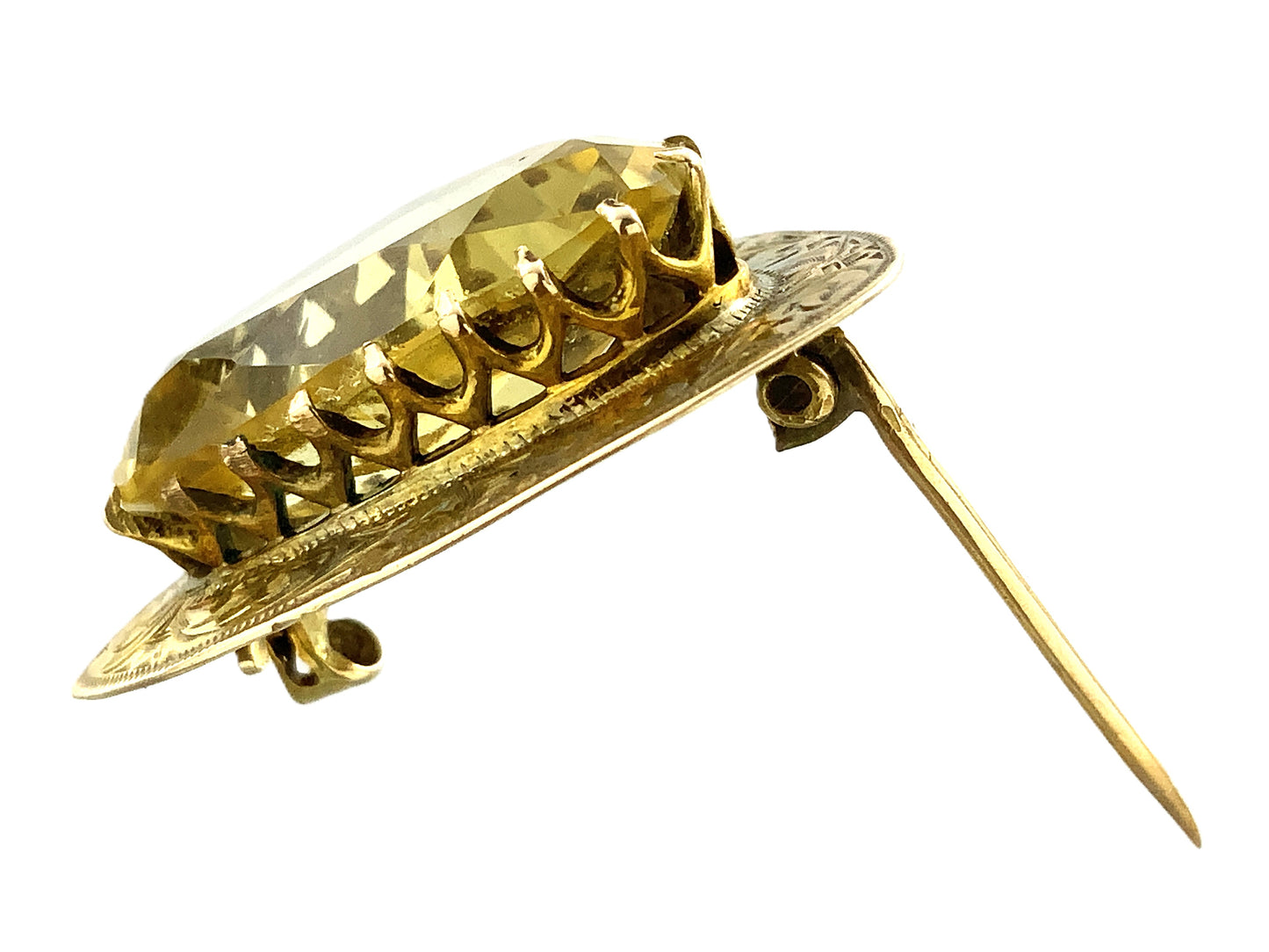 14K Yellow Gold Natural Heart Shape Yelleo Citrine Solitaire Pin Brooch AU380