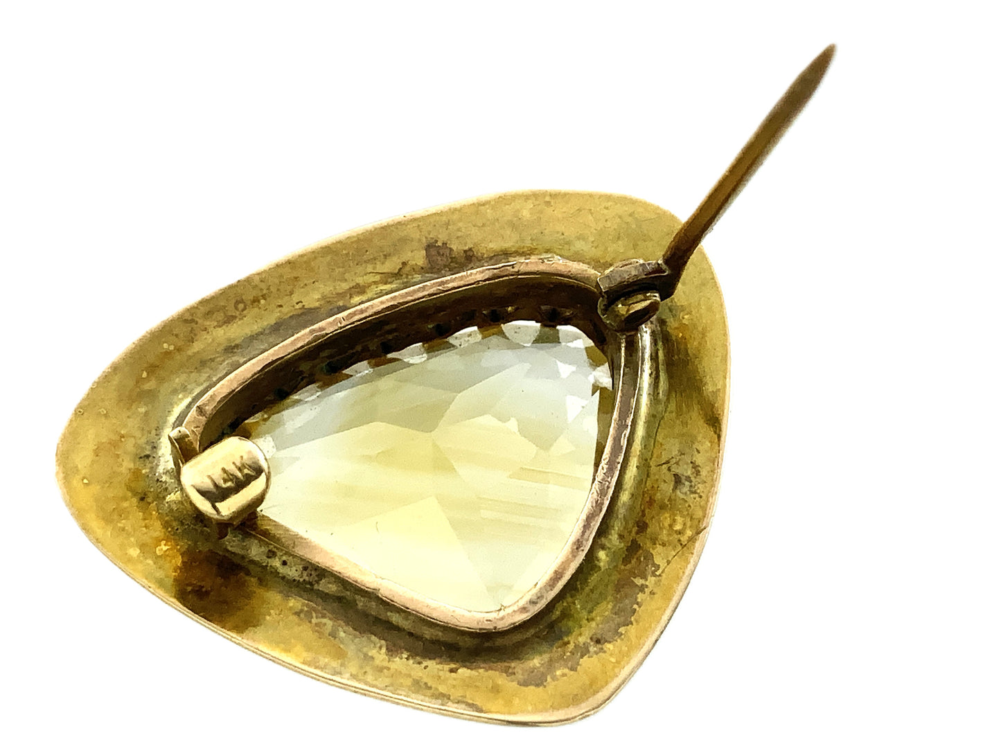 14K Yellow Gold Natural Heart Shape Yelleo Citrine Solitaire Pin Brooch AU380