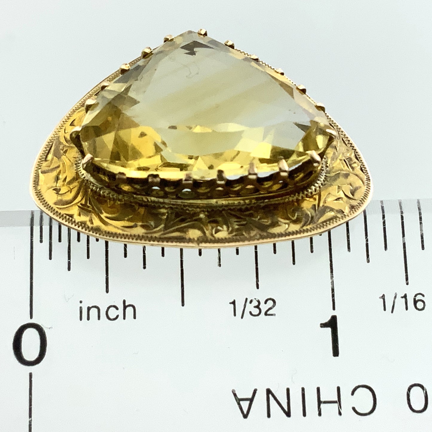 14K Yellow Gold Natural Heart Shape Yelleo Citrine Solitaire Pin Brooch AU380