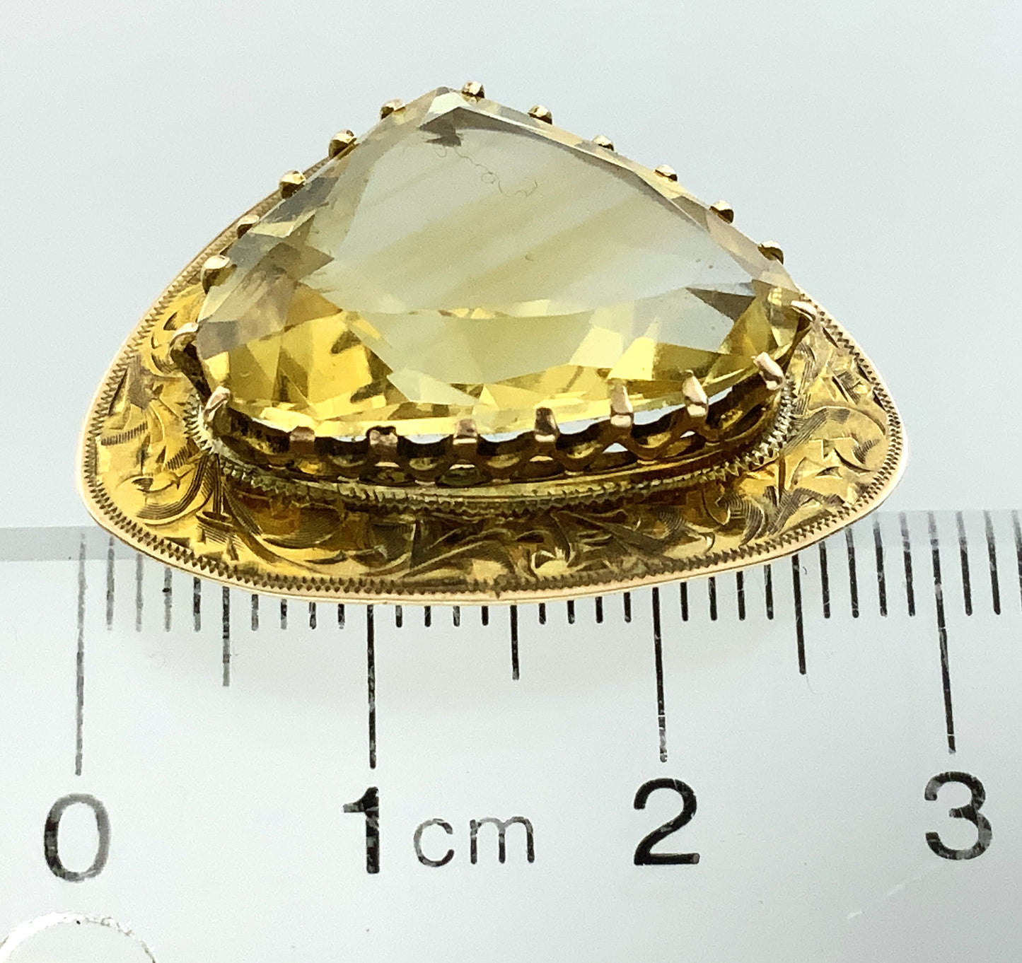 14K Yellow Gold Natural Heart Shape Yelleo Citrine Solitaire Pin Brooch AU380
