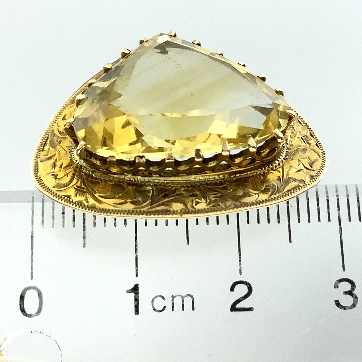 14K Yellow Gold Natural Heart Shape Yelleo Citrine Solitaire Pin Brooch AU380