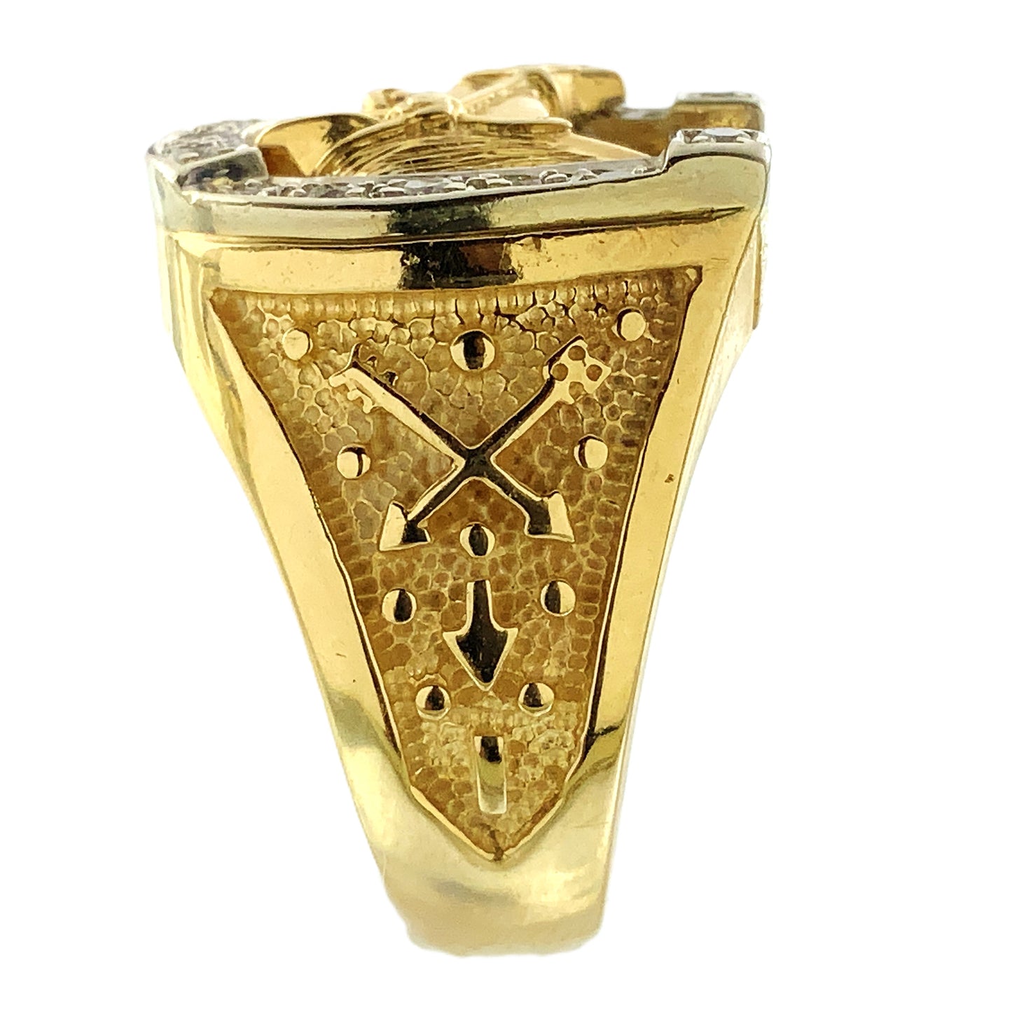 14K Yellow Gold Luck Horseshoe and Horse Head with 14 Diamonds .28 Total Carats Ring Size 9 AU360