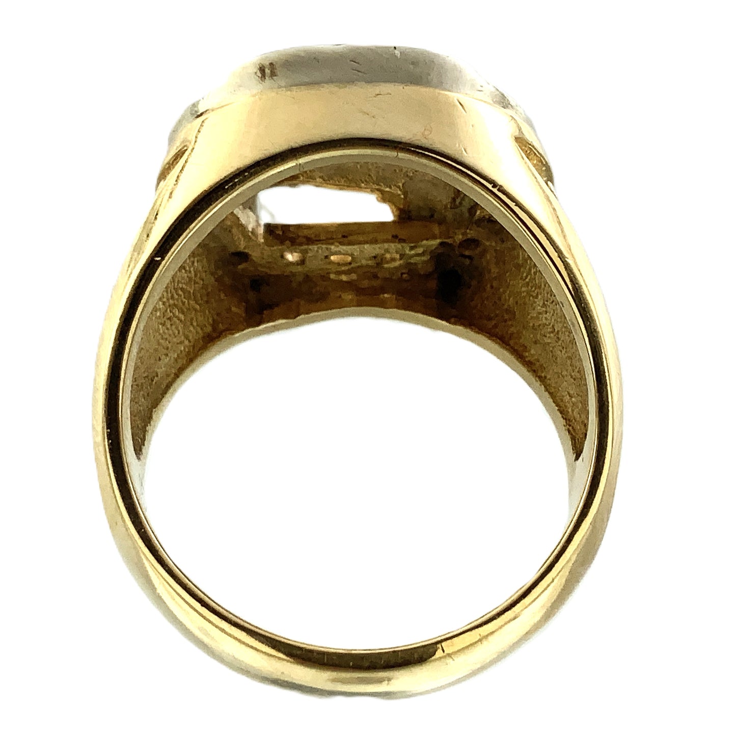 14K Yellow Gold Luck Horseshoe and Horse Head with 14 Diamonds .28 Total Carats Ring Size 9 AU360