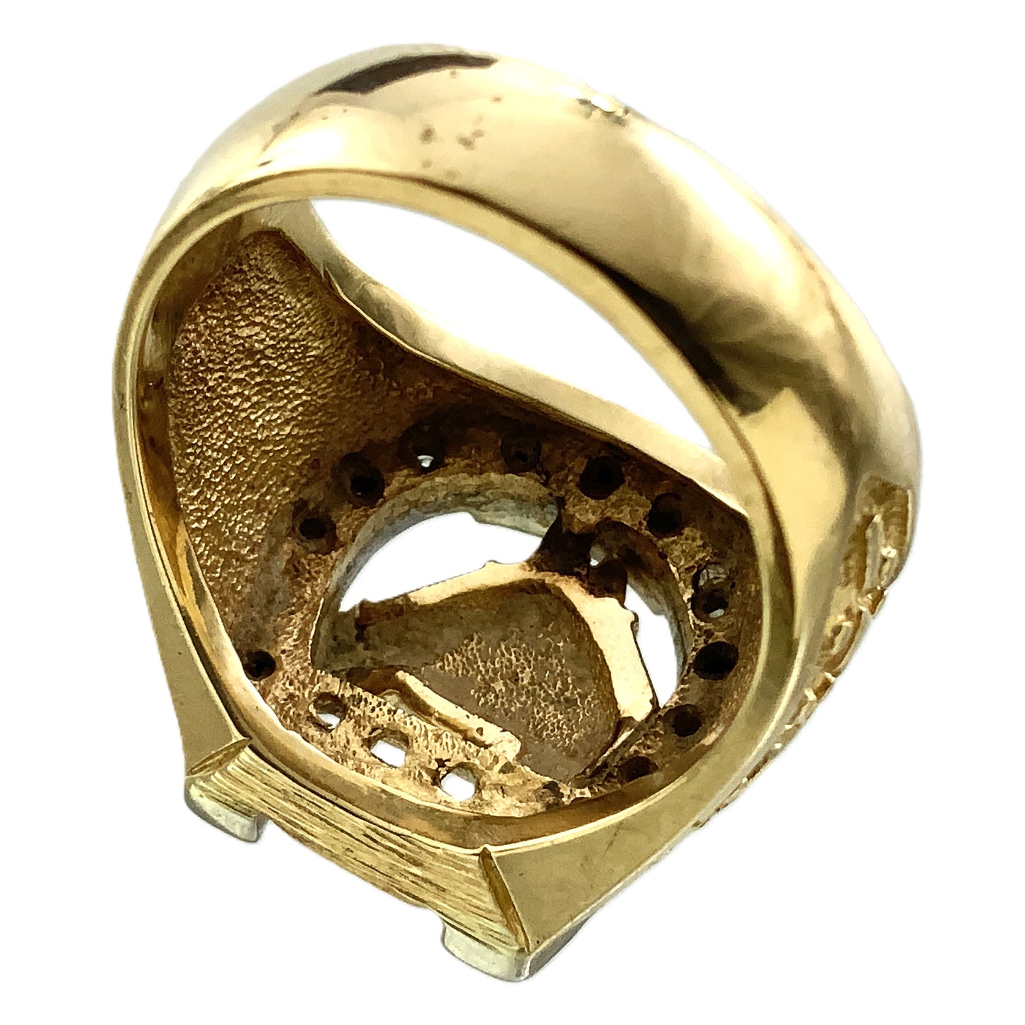 14K Yellow Gold Luck Horseshoe and Horse Head with 14 Diamonds .28 Total Carats Ring Size 9 AU360