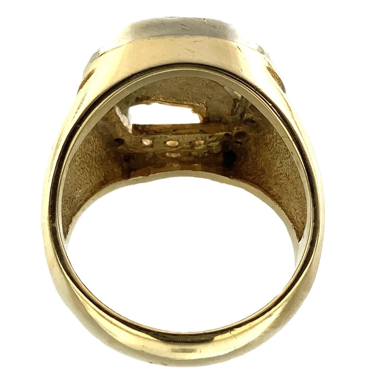 14K Yellow Gold Luck Horseshoe and Horse Head with 14 Diamonds .28 Total Carats Ring Size 9 AU360