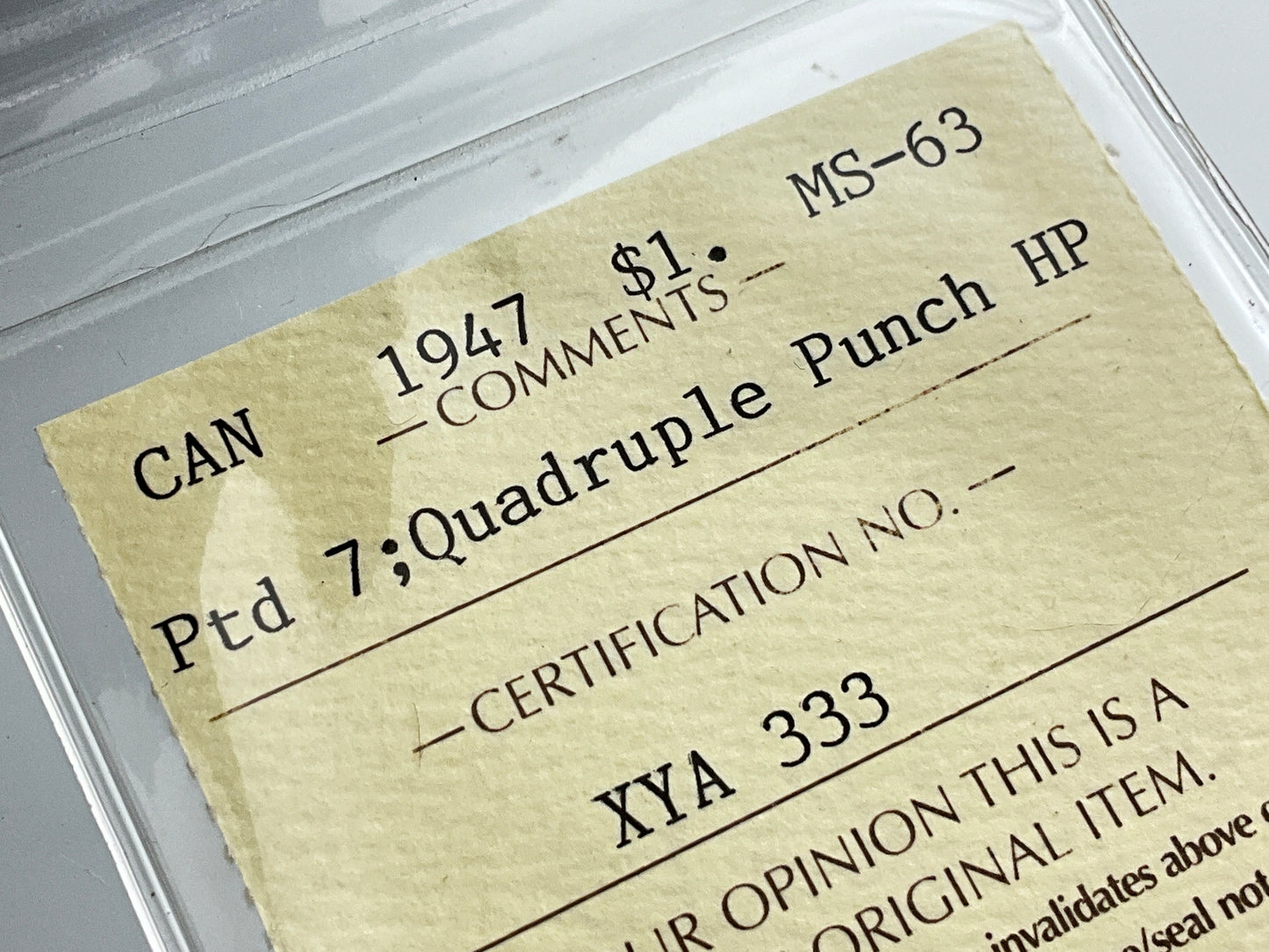600 ozt 1947 Pointed 7 Quadruple HP MS-63