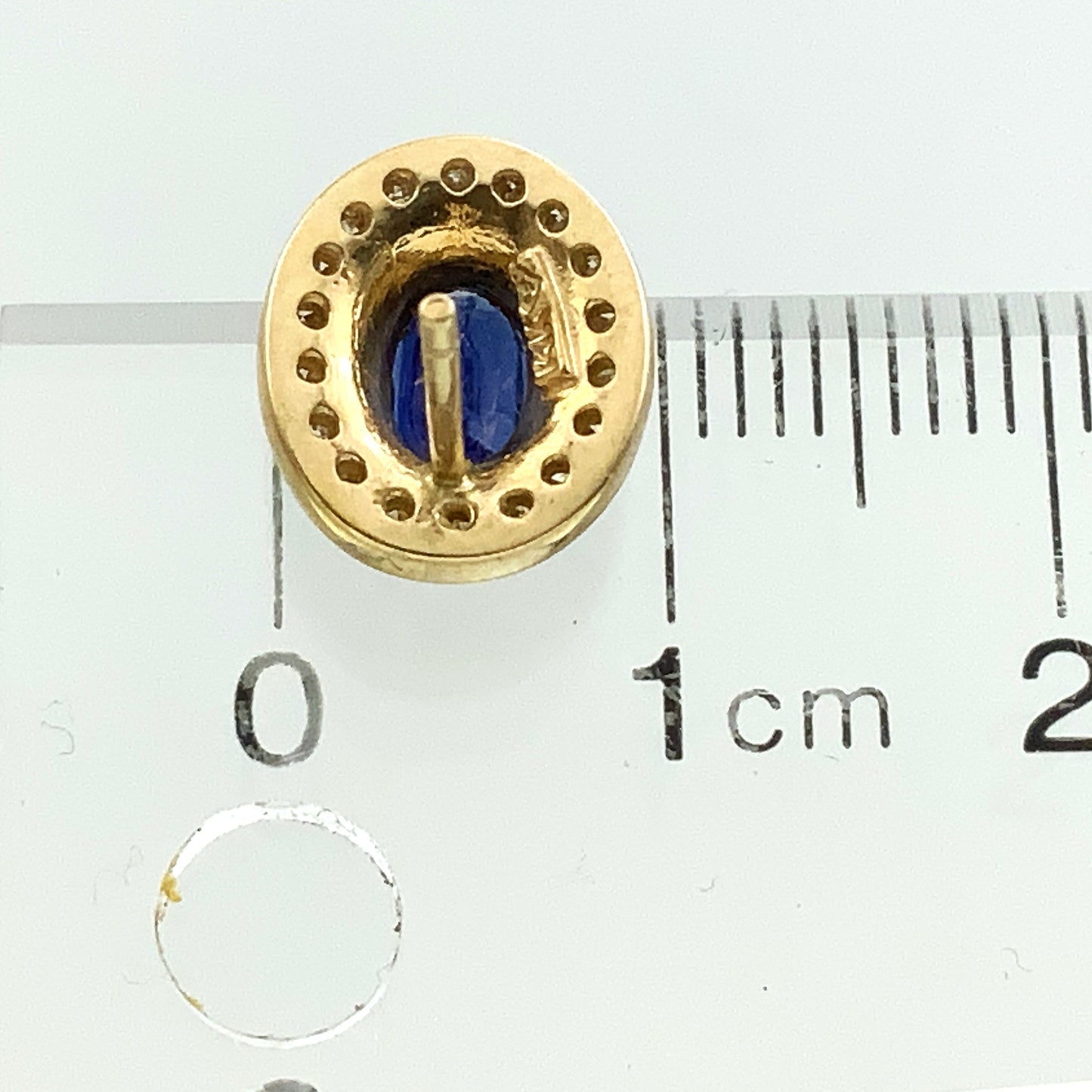 10K Yellow Gold Oval Cut Blue Sapphire and .36 Total Carats Diamonds Halo Stud Earrings AU377