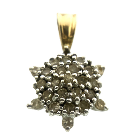 14K Yellow Gold Cluster Necklace Charm Pendant AU375