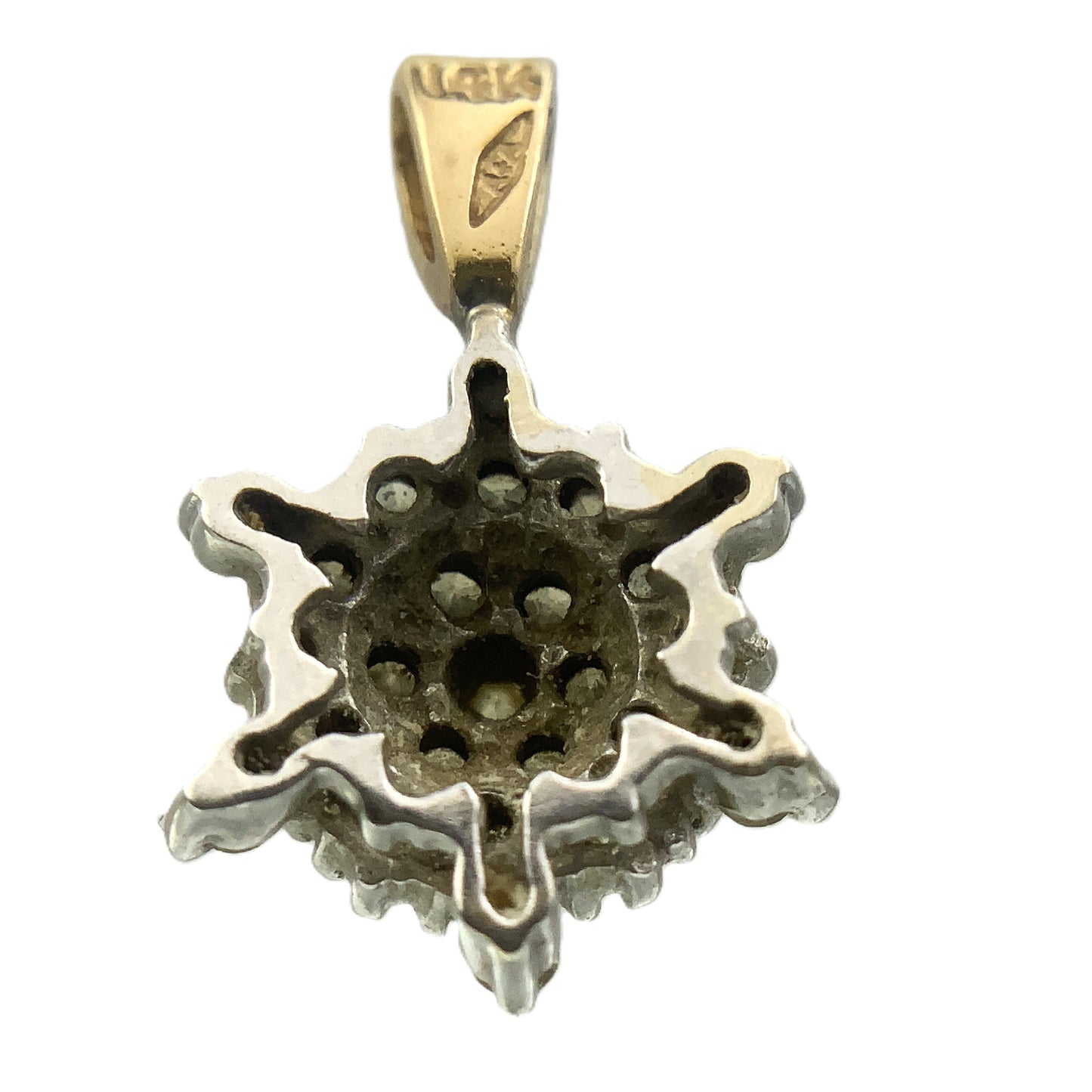 14K Yellow Gold Cluster Necklace Charm Pendant AU375