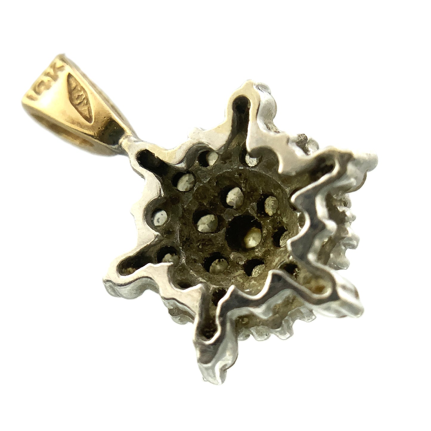 14K Yellow Gold Cluster Necklace Charm Pendant AU375