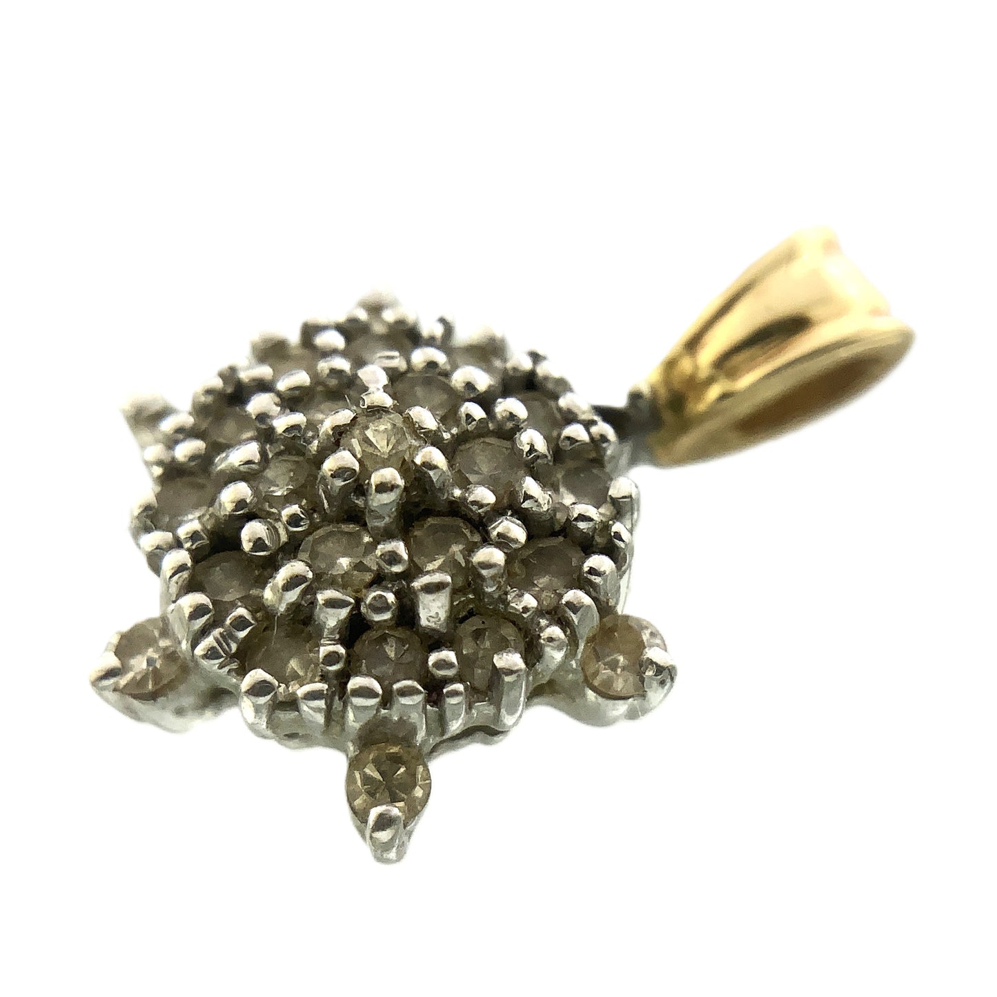 14K Yellow Gold Cluster Necklace Charm Pendant AU375